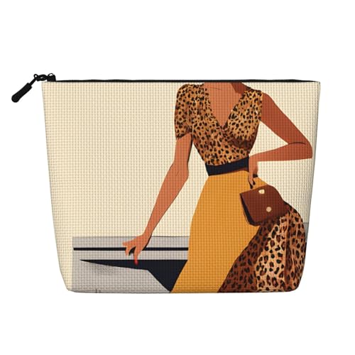 Traditionelle Make-up-Tasche, afrikanisches Mädchen, einlagig, leinenähnlich, leicht und niedlich, einfach zu verwenden, Schwarz , Einheitsgröße von ESASAM