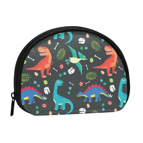 Tragbare Mini-Aufbewahrungstasche mit Cartoon-Dinosaurier-Motiv, stilvolle und kompakte Münzbörse, geeignet für den täglichen Gebrauch, Schwarz , Einheitsgröße von ESASAM