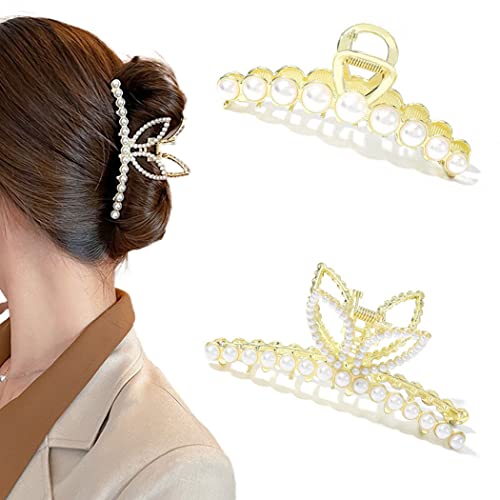 2 Stück Haarklammern Perlenhaarklammern Goldhaarklammern Haarschmuck for Frauen und Mädchen Haarkrallen von ESBANT
