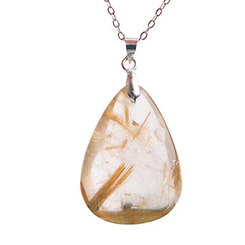 ESBANT Goldgelber natürlicher Rutilquarz-Anhänger-Wasser-Tropfen-Kristallkorn-Halsketten-Anhänger von ESBANT