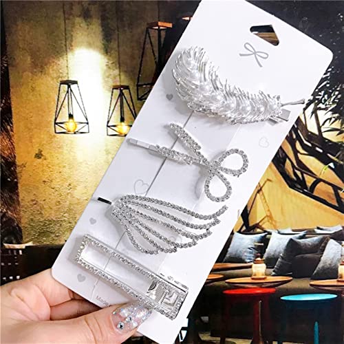 Haarnadeln 4 Teile / satz Haarschmuck Gold Silber Haarspangen Set Vintage Feder Seesterne Kristallperlen Haarnadel for Frauen Kopfbedeckungen ( Color : Gold ) von MRXFN