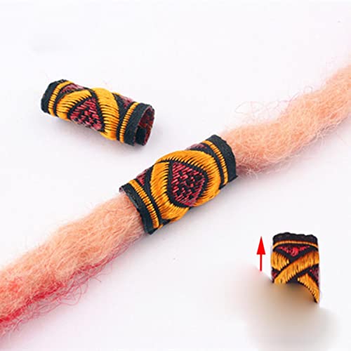 10 stücke Braid Hair Rings Tube Hiphop Stickerei Stoff Dreadlock Perlen Clips Manschette Headwear Hairwear Decor DIY Bastelbedarf-6 von ESCATIC