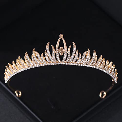 ESCATIC Goldfarbe Kristall Braut Tiaras und Kronen Strass Prom Diadem Stirnband Braut Hochzeit Haarschmuck Schmuck Krone Tiara-Gold von ESCATIC