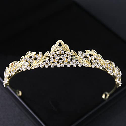 ESCATIC Goldfarbe Kristall Braut Tiaras und Kronen Strass Prom Diadem Stirnband Braut Hochzeit Haarschmuck Schmuck Krone Tiara-Gold von ESCATIC