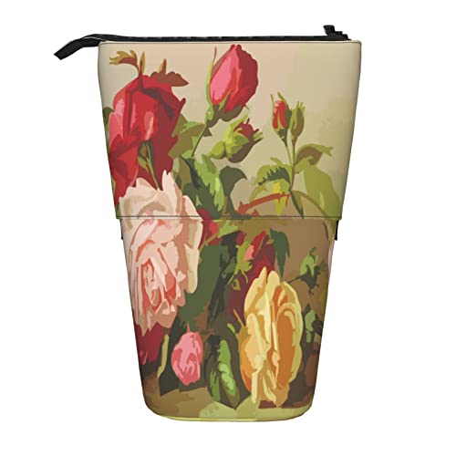 ESCATIC Teleskop-Federmäppchen, Blumen, Rose, Blumen, Vintage, ästhetisch, Stiftehalter, Federmäppchen, Stiftetasche, Schulbedarf von ESCATIC