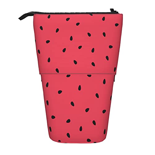 ESCATIC Teleskop-Federmäppchen, Watermelon Black Seeds Vector Stand Pencil Holder, Pencil Pouch Pen Bag, Schulbedarf von ESCATIC