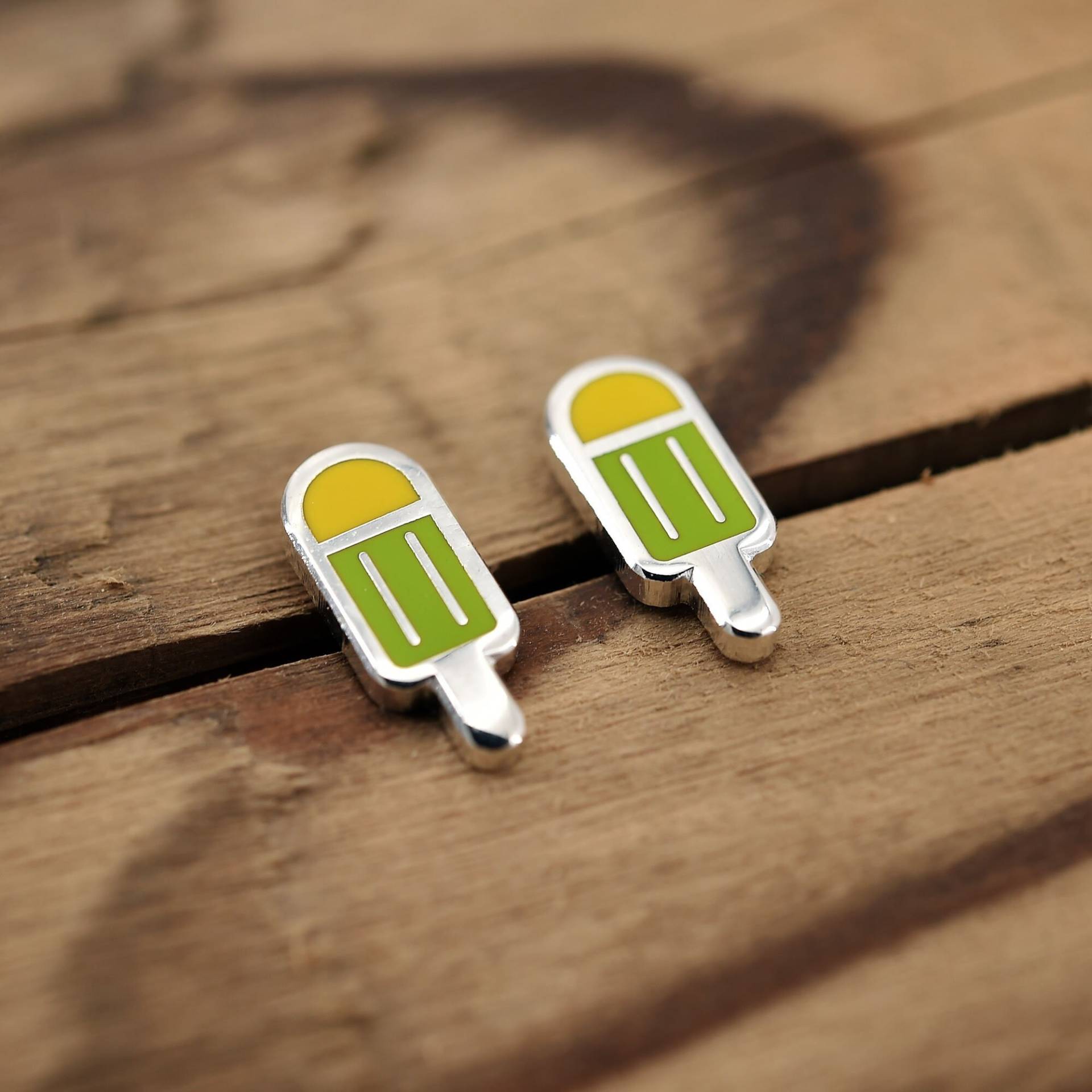 Eis Ohrstecker Grün/Gelb - Emaille Ohrringe von ESCAshop