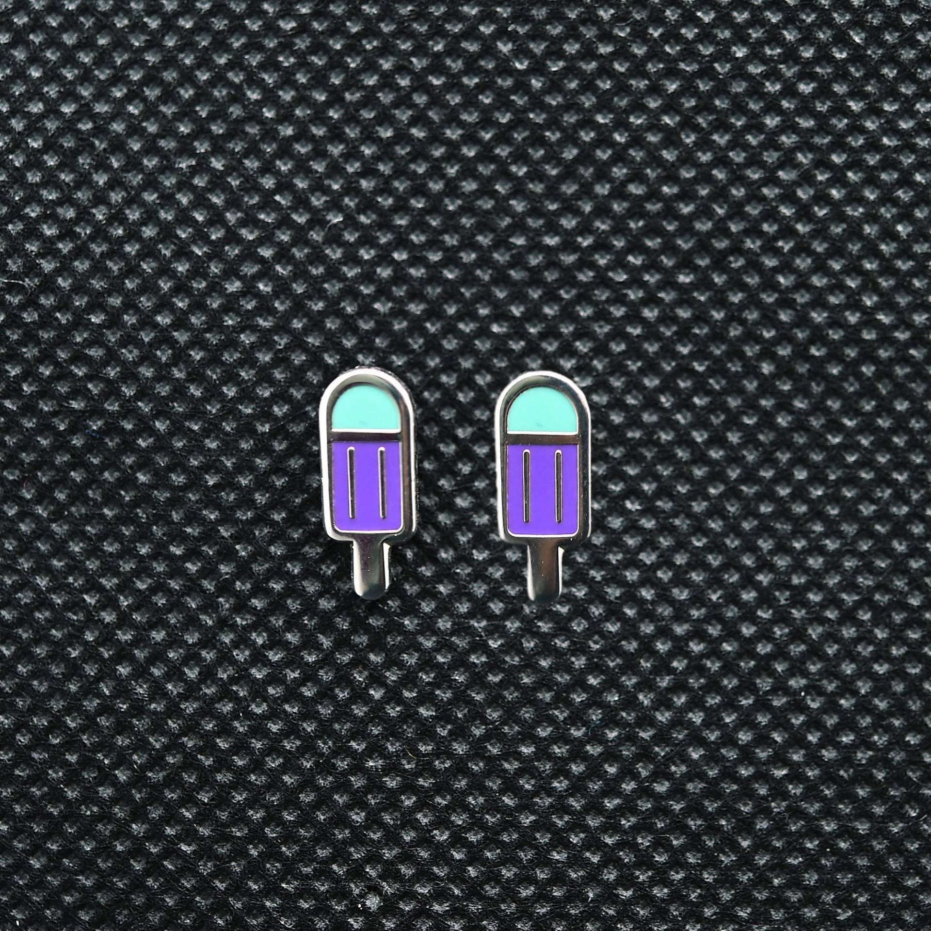 Eis Ohrstecker Lila/Türkis - Emaille Ohrringe von ESCAshop