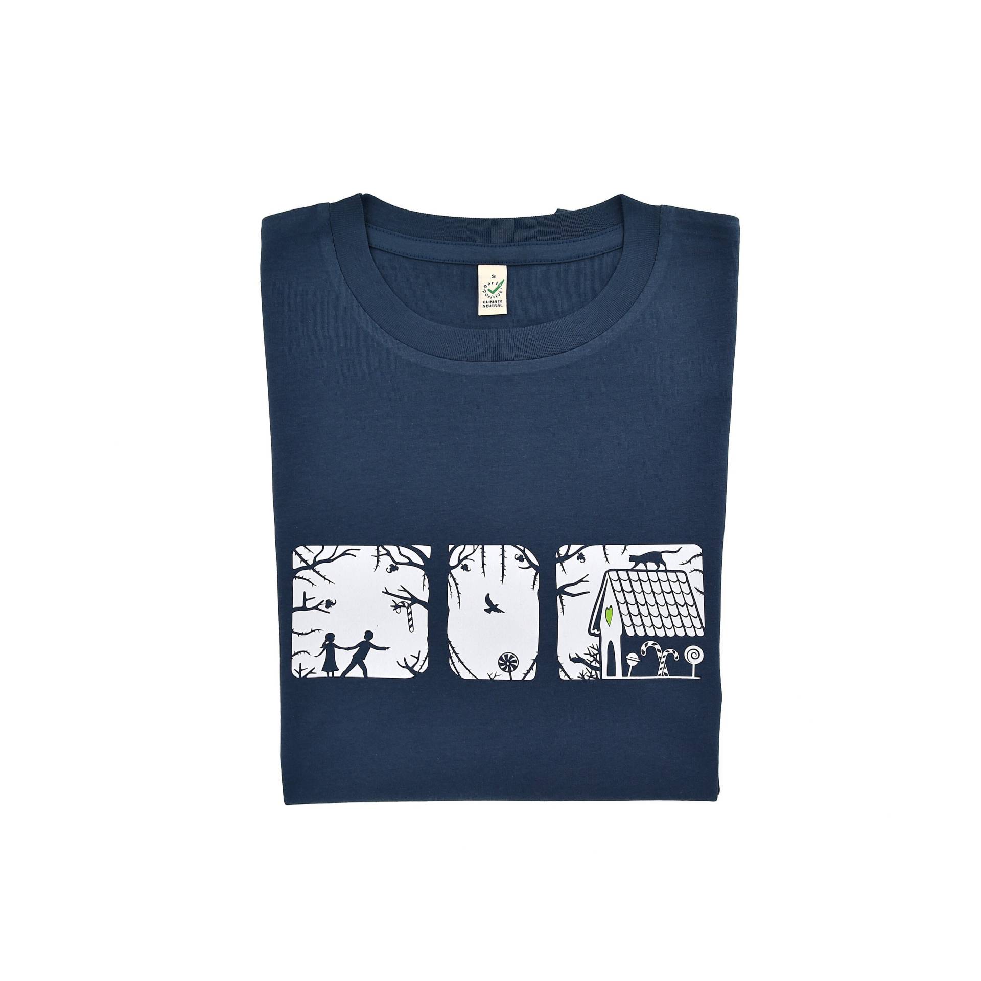 Hänsel & Gretel - Biobaumwoll T-Shirt Blau, Märchen, Wald, Biobaumwolle, Fairwear, Nachhaltig, Fair, Bio, Vegan, Gots Zertifiziert von ESCAshop