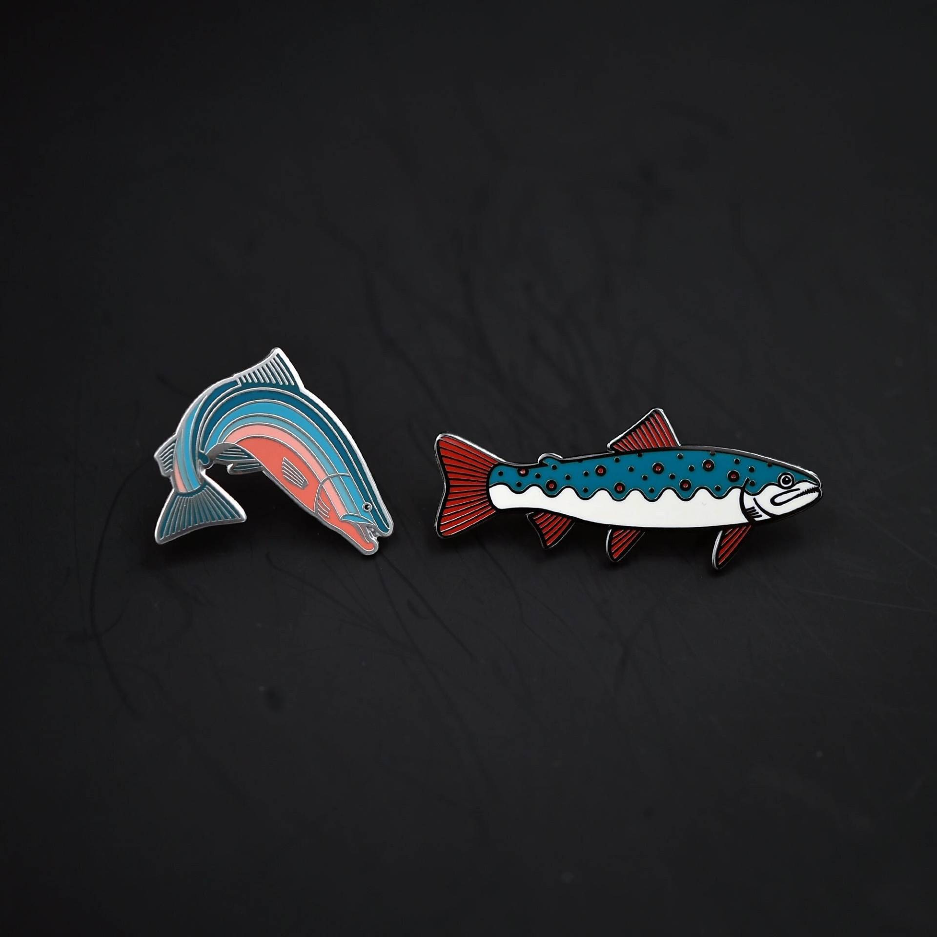 Pin Set Forellen - Emaille Pin, Anstecker, Anstecknadel, Abzeichen, Hart Emaille, Brosche, Tier von ESCAshop