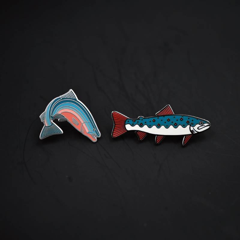 Pin Set Forellen - Emaille Pin, Anstecker, Anstecknadel, Abzeichen, Hart Emaille, Brosche, Tier von ESCAshop