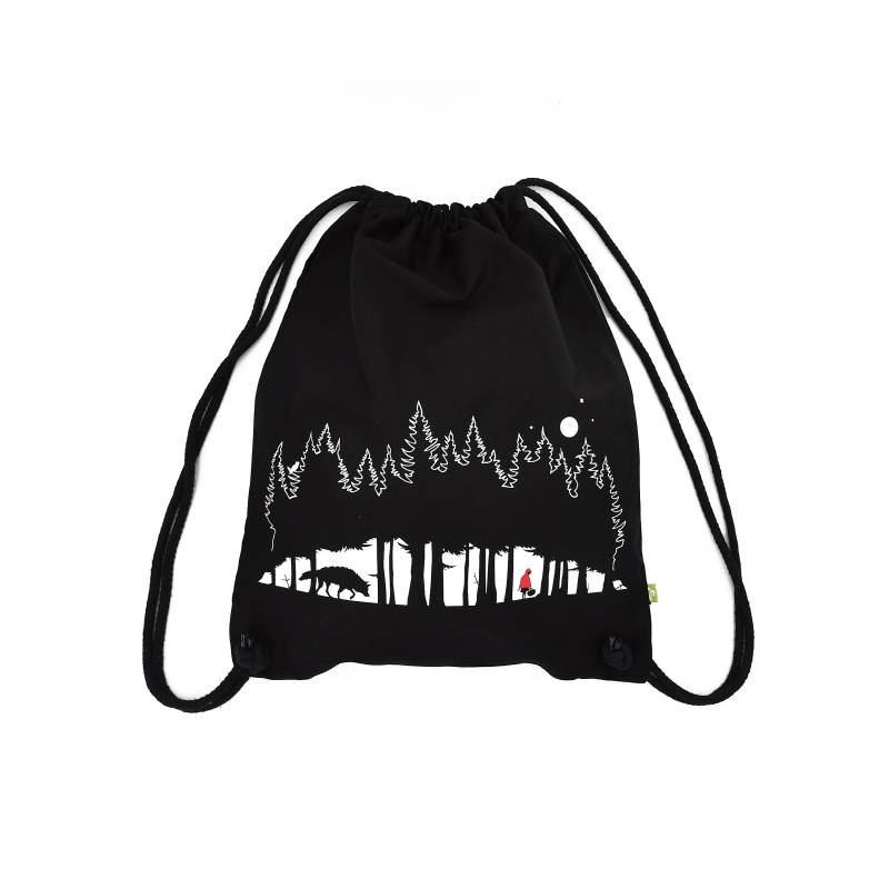 Rotkäppchen - Märchen Rucksack, Gym Bag, Wolf, Wald, Mond, Bäume, Biobaumwolle, Bio von ESCAshop