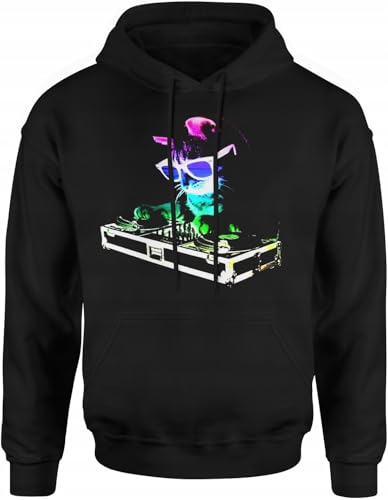 ESCOBART Pullover Herren Hoodie - Kapuzenpullover Kleidung Schwarz - Lustig Coole Vintage Hoodie Bedrucken Lassen - Lustiger Sweatshirt Spruch Hoody mit Kapuze Sprüchen Motiv DJ Katze Musik ESCOBART Pullover Herren Hoodie - Kapuzenpullover Kleidung Schwarz - Lustig Coole Vintage Hoodie Bedrucken Lassen - Lustiger Sweatshirt Spruch Hoody mit Kapuze Sprüchen Motiv DJ Katze Musik von ESCOBART