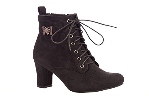 ESGANO-SCHUHE Andrea Conti Trachten Damen Stiefelette - Fanny - schwarz, Taupe, Größe 37 von ESGANO-SCHUHE Andrea Conti