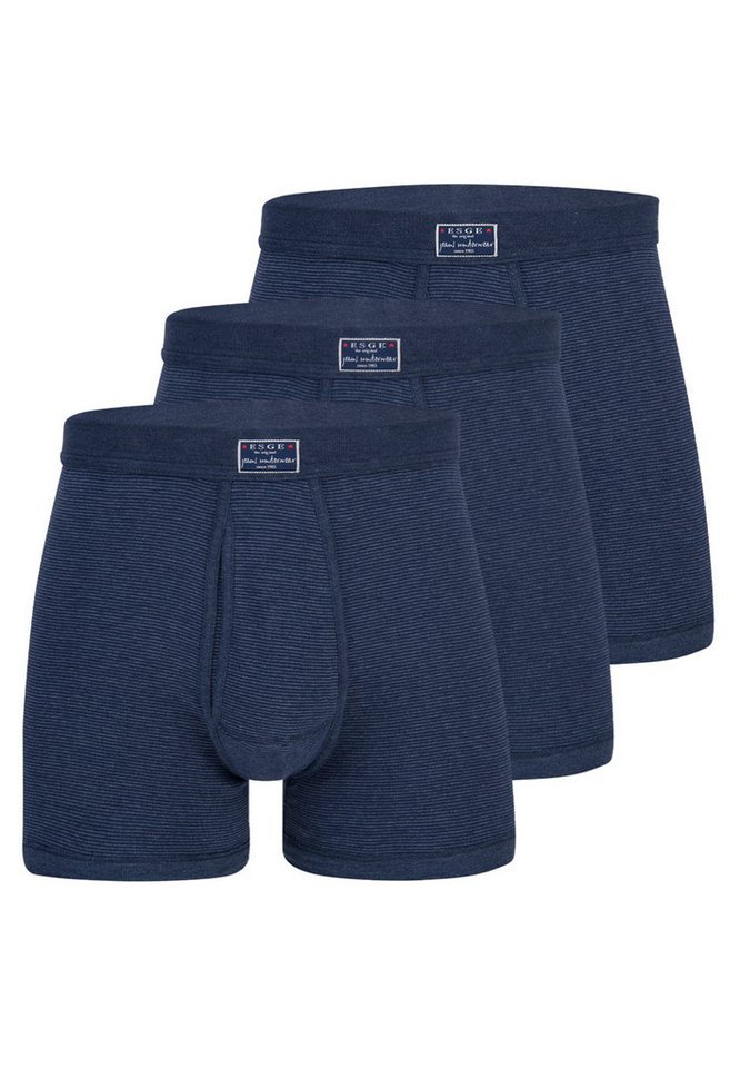 ESGE - Die Wäsche-Macher Retro Boxer 3er Pack - Feinripp Jeans (Spar-Set, 3-St) Retro Short / Pant - Baumwolle - mit Eingriff - Ohne Seitennähte von ESGE - Die Wäsche-Macher