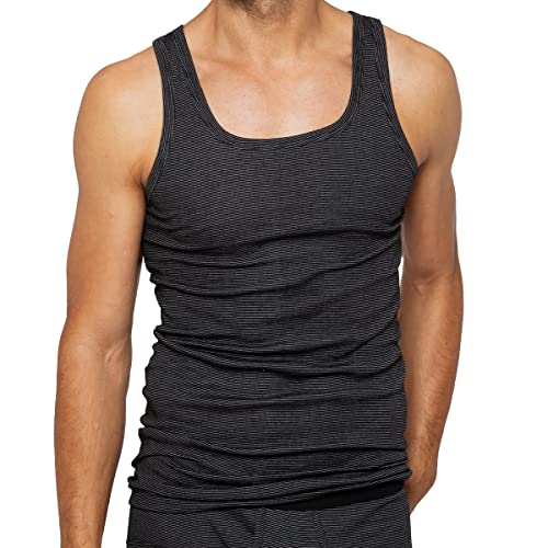 ESGE Herren Unterhemden 5 Stück Feinripp Ringel (M / 5, Schwarz) von ESGE