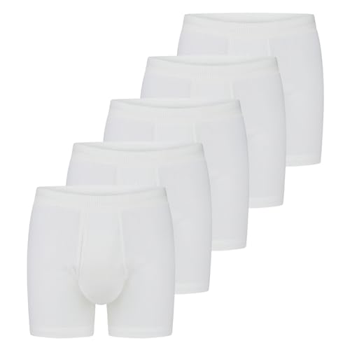 ESGE Retro Short Unterhose mit Eingriff Baumwolle Doppelripp 5er Pack, Weiß, 6 von ESGE