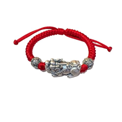 Handgemachtes geflochtenes rotes Armband for Männer und Frauen, tibetisches Glücksamulett-Knotenarmband, gewebte Fadenschnur, Pi Xiu, zieht glückliche, wohlhabende Armreifen for Frauen/Männer an(Red) von ESHDGFYB