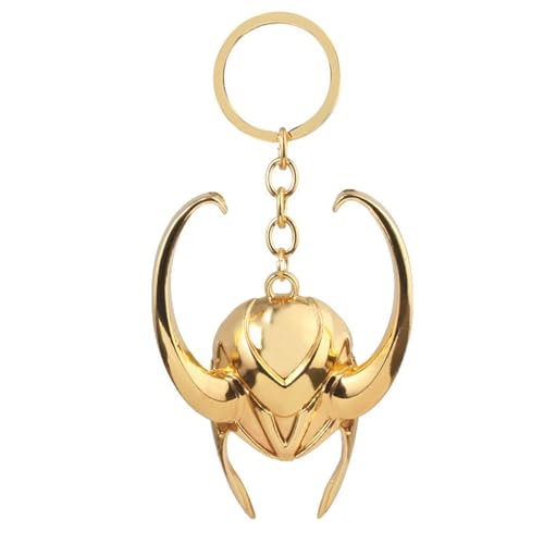 ESHINEDE Loki Goldener Helm Schlüsselanhänger Metall Herren Anhänger Schlüsselanhänger, gold, One size von ESHINEDE
