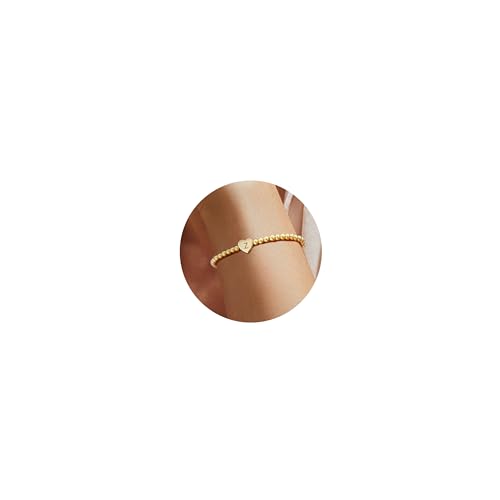 ESHIONER Armband Damen Gold 18K Gold Plattiert Armbänder Perlenarmband Stapelbar Zierlich Nicht Anlaufen Einstellbare Kette Z Charm Personalisierte Buchstaben Armband Damen Mädchen Schmuck Geschenke von ESHIONER