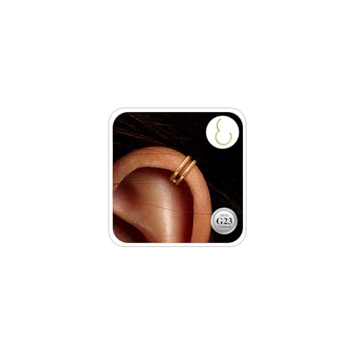 ESHIONER G23 Titan Conch Piercing Schmuck Helix Gold Hoop Septum Rook Tragus Daith Piercing Hinged Segment Clicker 16G 10MM Nasenring Double Creolen Helix Knorpel Ohrringe für Damen von ESHIONER