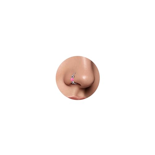 ESHIONER G23 Titan Nasenpiercing Ring Silber Nasenring Piercing Ohr Septum Helix Ring Nostril Tragus Conch lippenpiercing Hypoallergen Roségold Opal Nase Ringe Piercing Schmuck Damen Dünn 20G 7MM von ESHIONER