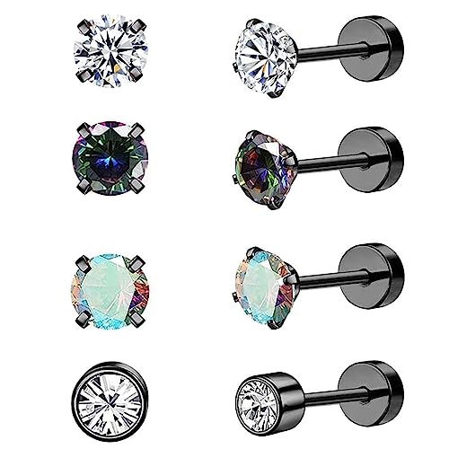 ESHIONER G23 Titan Ohrringe Damen Herren Mädchen Silber Schwarz Gold Opal Perle Ohrstecker Gesundheitsstecker Ohrringe kinder Tochter Ohrpiercing Medizinische Titan Ohrstecker für Allergiker von ESHIONER