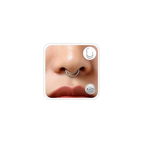 ESHIONER G23 Titan Septum Piercing Daith Nasenringe Silber Kreis Clicker Ring Niedlich Klein Hinged Segment Clicker 8MM 16G Daith Piercing Schmuck für Damen Herren von ESHIONER