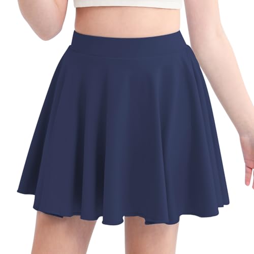 ESHOO Skaterröcke für Mädchen, hohe Taille, Stretch, einfarbig, ausgestellt, Faltenrock, Schulröcke, Kinder, Tennis, Tanz, Fitnessstudio, Rock mit Tasche für 6–14 Jahre, dunkelblau, 11-12 Jahre ESHOO Skaterröcke für Mädchen, hohe Taille, Stretch, einfarbig, ausgestellt, Faltenrock, Schulröcke, Kinder, Tennis, Tanz, Fitnessstudio, Rock mit Tasche für 6–14 Jahre, dunkelblau, 11-12 Jahre von ESHOO