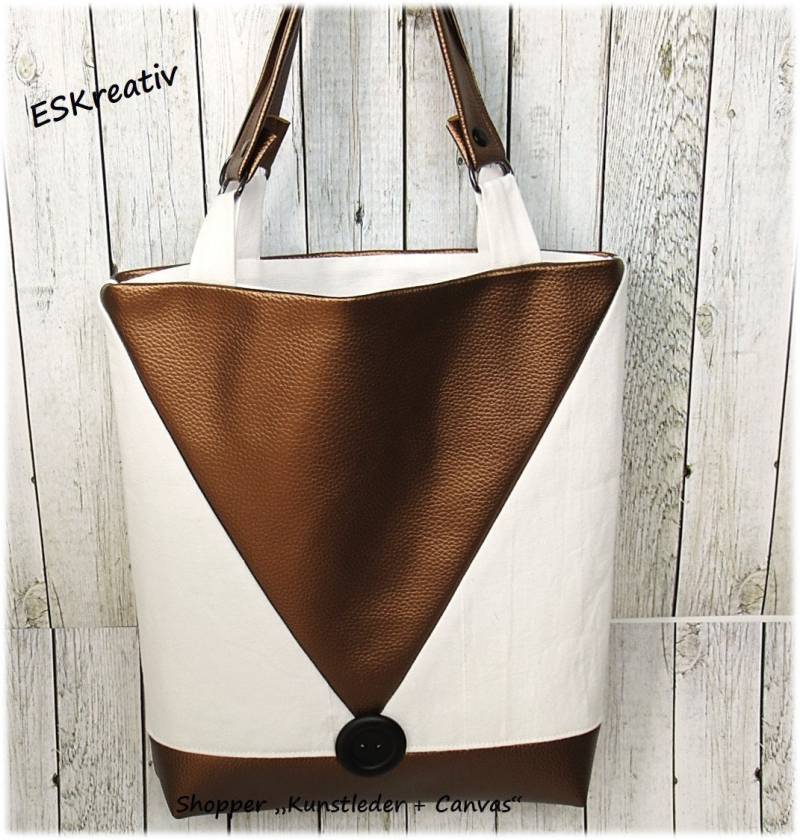Henkeltasche/Shopper/Kunstleder Schokobraun von ESKreativ