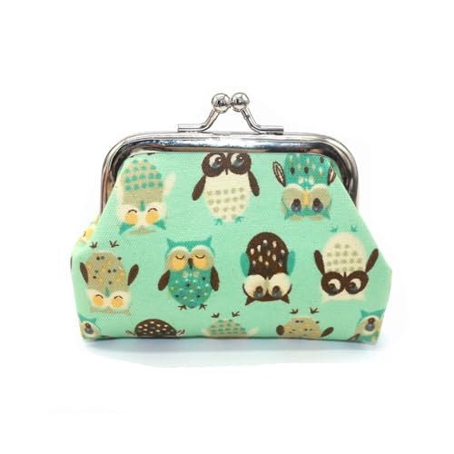 1 x Damen-Geldbörse, niedliches Eulenmuster, bedruckt, Haspe, kleine Geldbörse, niedliche Münzgeldbörse, 1 Stück - 15, Einheitsgröße von ESMENATZLS