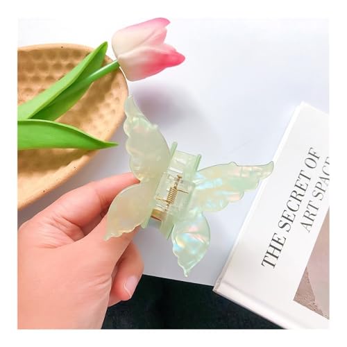 2 Stück Kopfbedeckung Französisch Retro Schmetterling Haarspangen Haarschmuck Hinterkopf Haarkrallen Süß gewickelt Haarspange Frauen Stylingwerkzeug (Grün) von ESMENATZLS