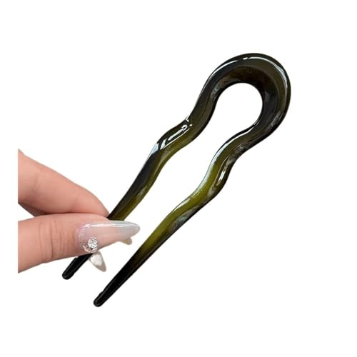 4 Stk. U-Form Haargabel Mode Schild Acetat Haarspange Geometrisches Kopfbedeckungsmuster Haarspangen Frauen Mädchen (Grün) von ESMENATZLS