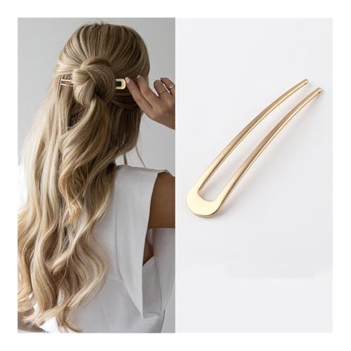 5 Gerade U-förmige Haarspangen Haarnadeln für Frauen Mädchen Haarböcke Braut Haarstyling-Accessoires Gold Farbe Metall Haarspangen Haarspangen von ESMENATZLS