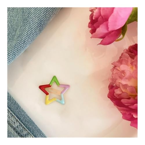 5 Stück / Set Gebrochene Haare für Mädchen Pony Seitenclips Nicht beschädigen Haar Kinder Candy Haarspangen Niedliche Blumen Clips Fünfzackiger Stern, 5er Set) von ESMENATZLS