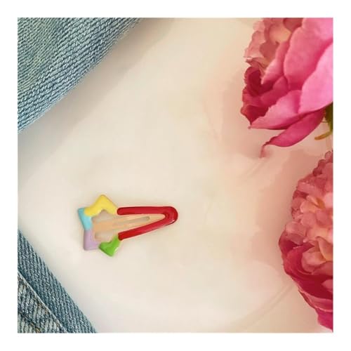 5 Stück / Set Gebrochene Haare für Mädchen Pony Seitenclips Nicht beschädigen Haar Kinder Candy Haarspangen niedliche Blumenclips (Meteor 3,8cm, 5er Set) von ESMENATZLS