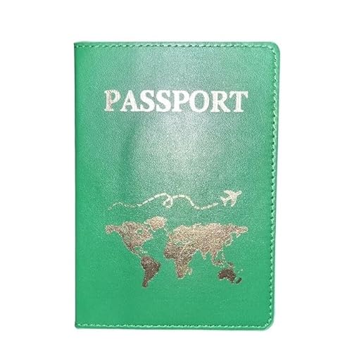 ESMENATZLS Die Weltkarte Pass Abdeckung Heißer Stempeln Einfache Flugzeug Frauen Männer Reise Pass Fall Halter Mode Hochzeit Geschenk, B Grün, One size von ESMENATZLS