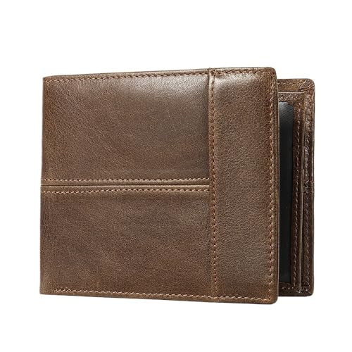ESMENATZLS Geldbörse aus echtem Leder mit Münzgeldbörse RFID Geldbörse für Herren Kartenhalter Geldtaschen, coffee, Einheitsgröße von ESMENATZLS