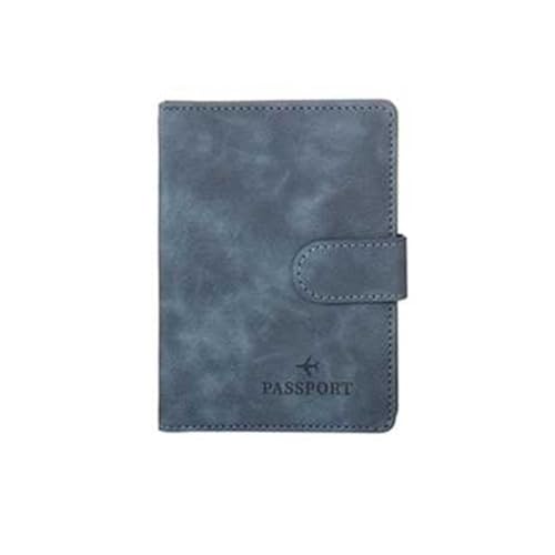 ESMENATZLS Leder Pass Halter Abdeckungen Fall Wasserdichte Reise Kreditkarte Brieftasche Nette Reisepass Buch für Frauen/Männer Schnalle Passport Abdeckung, B Dunkelblau, One size von ESMENATZLS