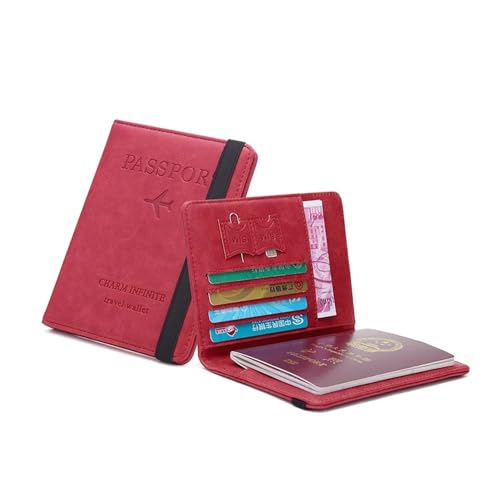 ESMENATZLS Reisepasshülle aus Leder mit elastischem Band, für Herren und Damen, Reisepasshülle, Kartenhülle, rot, Einheitsgröße ESMENATZLS Reisepasshülle aus Leder mit elastischem Band, für Herren und Damen, Reisepasshülle, Kartenhülle, rot, Einheitsgröße von ESMENATZLS
