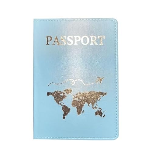 ESMENATZLS Reisepasshülle mit Weltkarte Motiv, einfaches Flugzeug, für Männer und Frauen, trendiges Hochzeitsgeschenk, B Blau, One size von ESMENATZLS