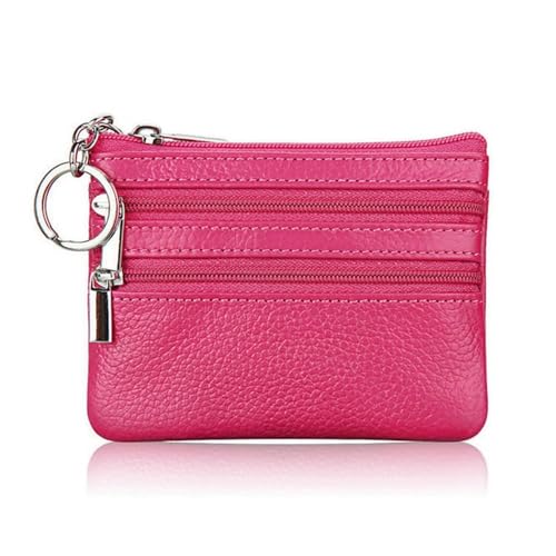 ESMENATZLS Trendige Damen Geldbörse aus Leder mit einem/zwei Reißverschlüssen, 2 Reißverschlüsse, Hot Pink, one size von ESMENATZLS