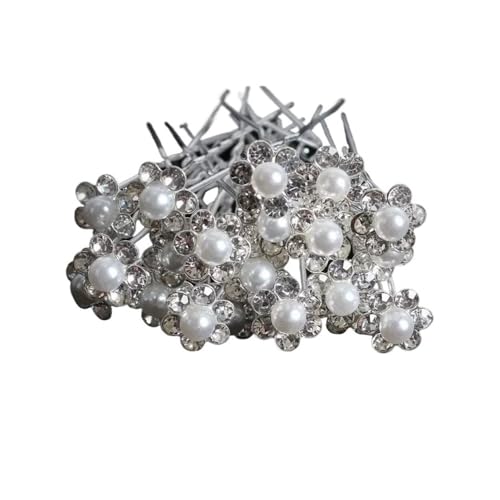 Elegante Perle Kristall Haarspange Hochzeit Hochzeit U-Form Metall Haarkamm Gabeln für Frauen Haarspangen Schmuck Accessoires 20 Stück (20 Stück Pins2) von ESMENATZLS
