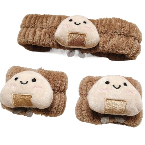 Niedliches Haarband, Handgelenkband, Handwäsche, feuchtigkeitsbeständig, warm, spülen, wasserabsorbierend und wasserdicht, Braun, 2 Sets Niedliches Haarband, Handgelenkband, Handwäsche, feuchtigkeitsbeständig, warm, spülen, wasserabsorbierend und wasserdicht, Braun, 2 Sets von ESMENATZLS
