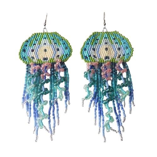 Perlenohrringe Quaste Medusa Regenbogen Handstricken Gradient Bohemia Legierung Gezeiten Einfache Reisperlenohrringe, Einheitsgröße, Achat von ESMENATZLS