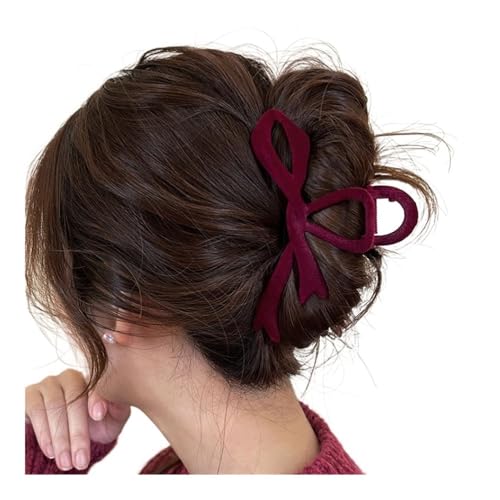Rot Samt Schleife Haarspangen Herbst Winter Frauen Haarclip Geschenk Französisch elegante Haarspange Koreanisches Haaraccessoires für Frauen Kopfbedeckung (Lila) von ESMENATZLS