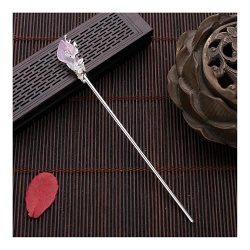 Vintage chinesischen Stil Hanfu Haarstäbchen Haarspange Frauen Metall Glasur Haargabel Frau Schmuck Haarspange (Silber Jade Kristall) von ESMENATZLS