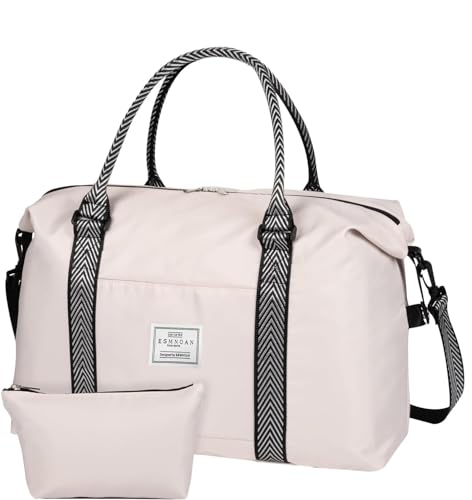 ESMNOAN Wochenendtasche für Damen, mit Turnbeutel mit Nasstasche, wasserdicht, persönliche Handgepäcktasche für Damen, Reisen, Beige 04, modisch von ESMNOAN