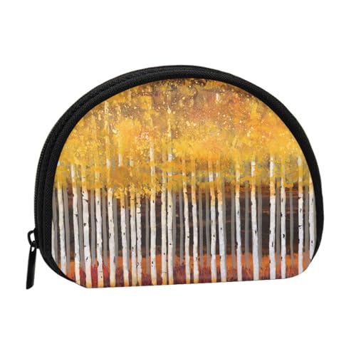 Abstrakte goldene Bäume Druck tragbare Mini-Aufbewahrungstasche Muschelförmige Geldbörse kleine Münzgeldbörse Muschel Aufbewahrungstasche von ESNAIUVCD