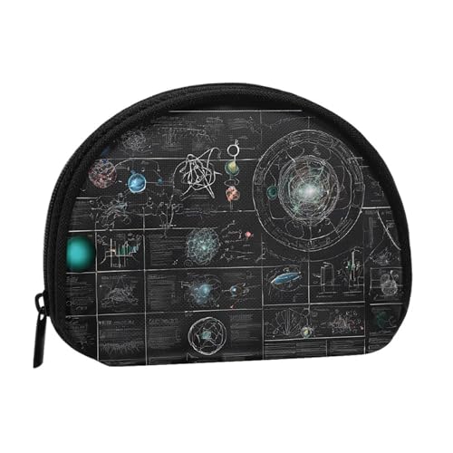 Abstrakte wissenschaftliche Chemie-Illustration, 3D-Druck, tragbare Mini-Aufbewahrungstasche, muschelförmige Geldbörse, kleine Münzgeldbörse, Muschel-Aufbewahrungstasche von ESNAIUVCD